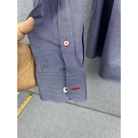 UNTUCKit Shirt Mens XL Blue Checks Button Up Wrinkle Free Denim Work - Picture 6 of 10